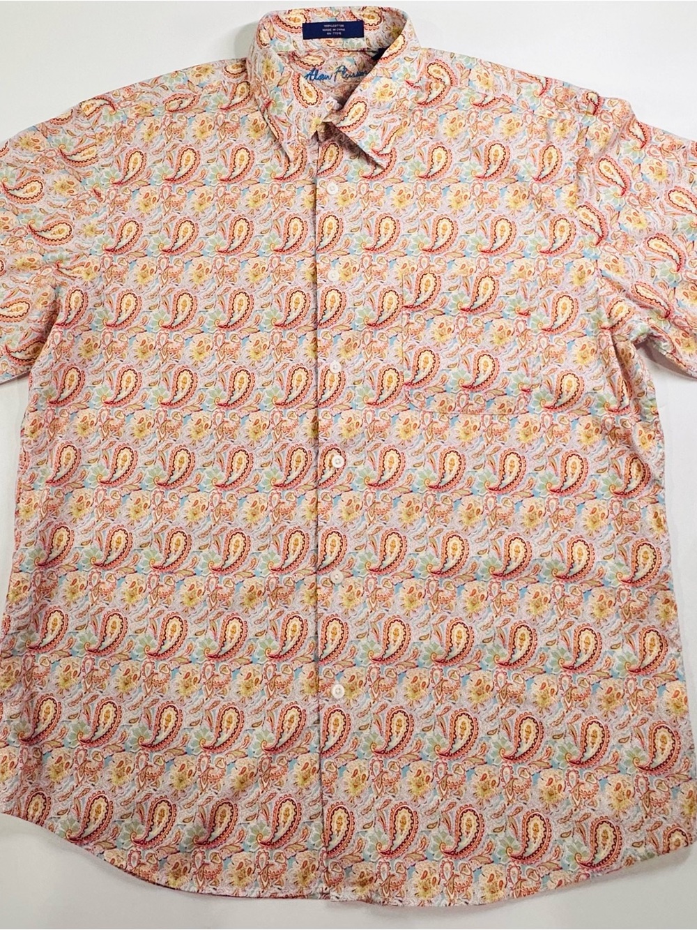 Alan Flusser Men's Vibrant Multi-Color Paisley Button Down Shirt L